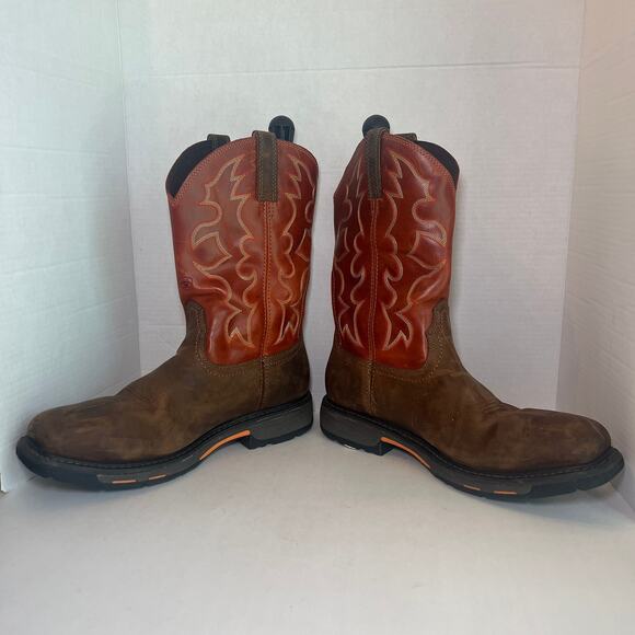 Ariat Men's WorkHog Square Steel Toe Waterproof Work Boots Dark Earth Size 14 - Picture 4 of 9